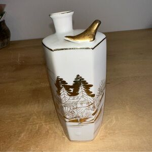 Saki Decanter Whistling Bird Vintage Hand Painted Gilt Japan.